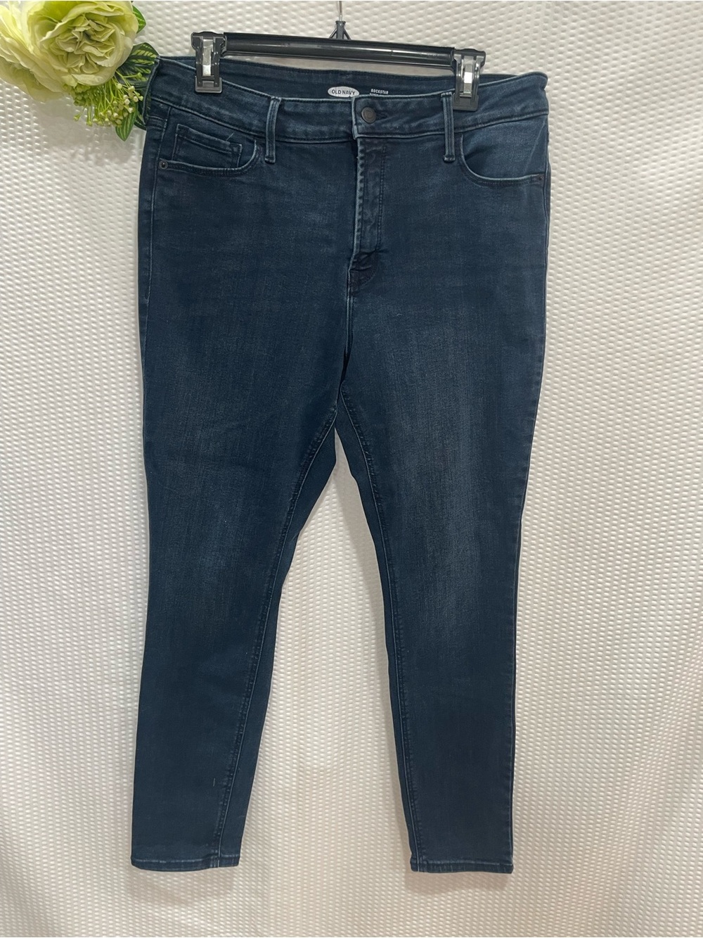 Old Navy Rockstar Super Skinny High Rise Jeans Women's 14 Dark Wash Stretch